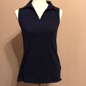 Navy Blue sleeveless collared shirt